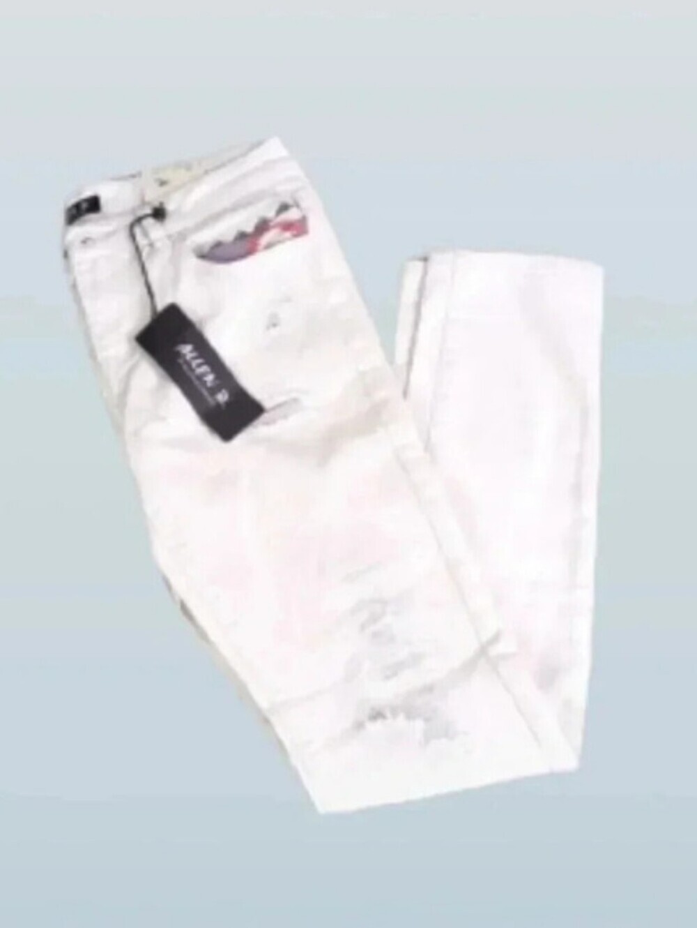 Allen B Distressed Skinny Jeans, White With Southwest Accents On Pockets